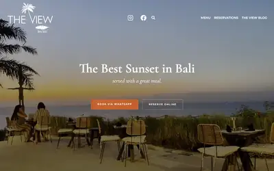 Capture du site The View Restaurant Bali